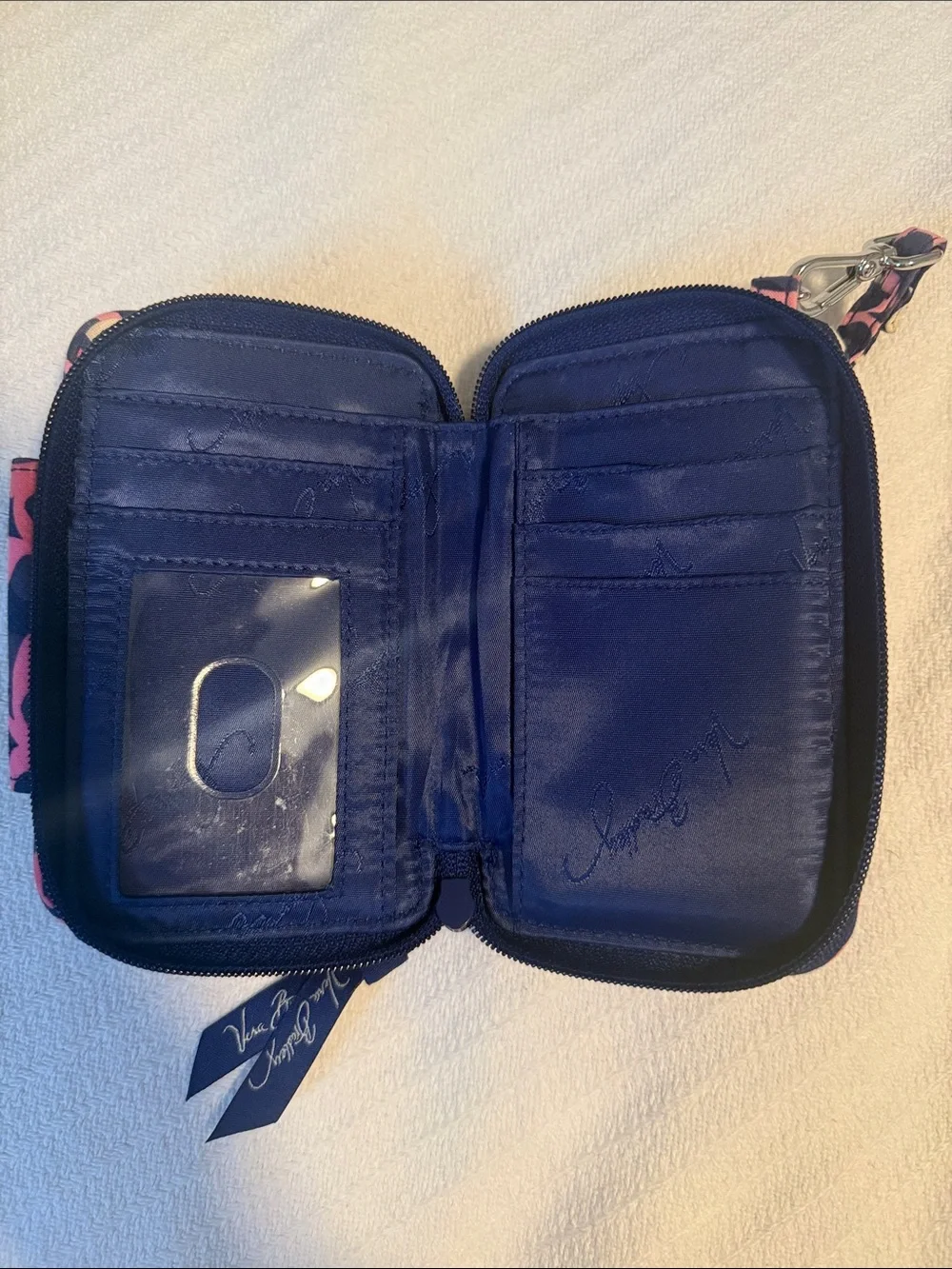 Vera Bradley Quilted Wristlet Phone Case in Navy, Pink & Cream